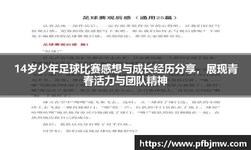 14岁少年足球比赛感想与成长经历分享，展现青春活力与团队精神
